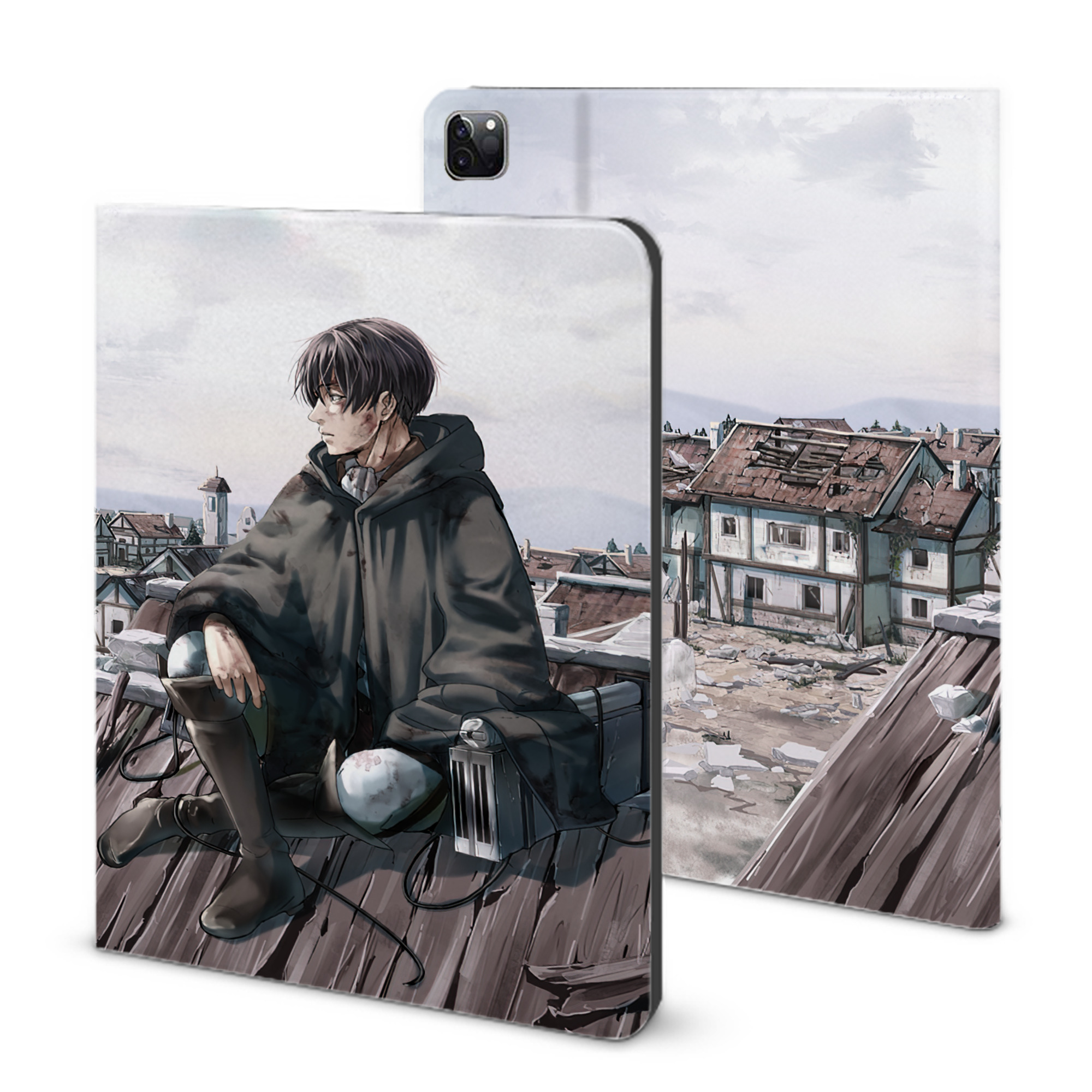 （画像用） 進撃の巨人 Attack on Titan IPad ケース ブック型 PUレザー TPU 耐衝撃 軽量 薄型 ペン収納なし 全面保護 IPad 各モデル対応